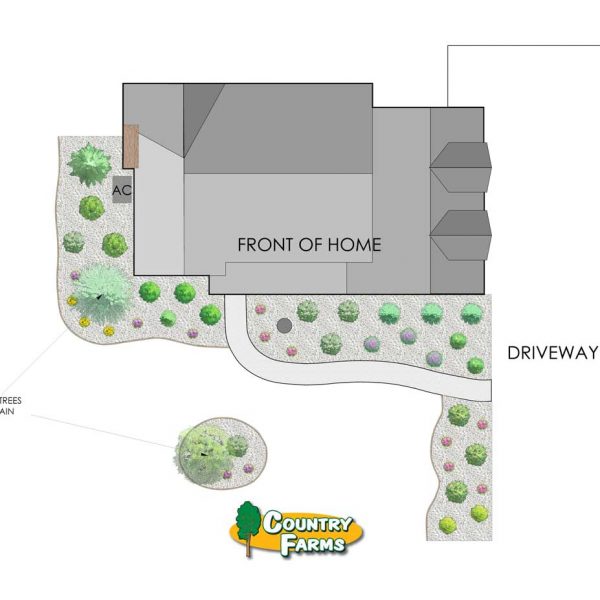 2d landscaping design with driveway